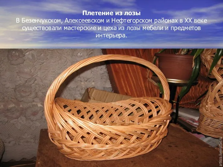 Плетение из лозы В Безенчукском, Алексеевском и Нефтегорском районах в