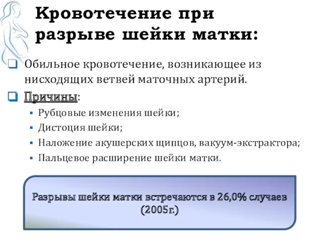 Кровотечение при разрыве шейки матки: Обильное кровотечение, возникающее из нисходящих