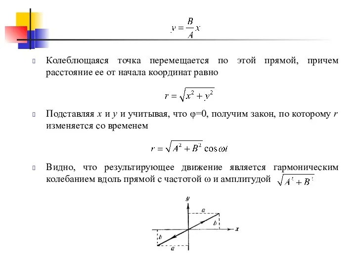 Колеблющаяся точка перемещается по этой прямой, причем расстояние ее от