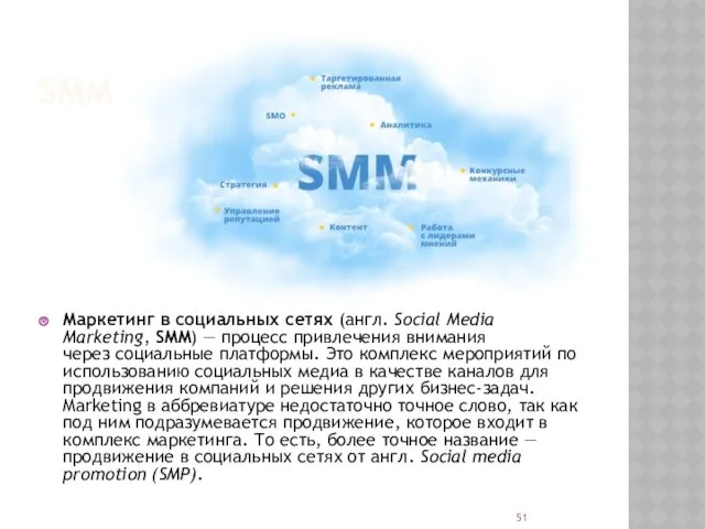 SMM Маркетинг в социальных сетях (англ. Social Media Marketing, SMM)