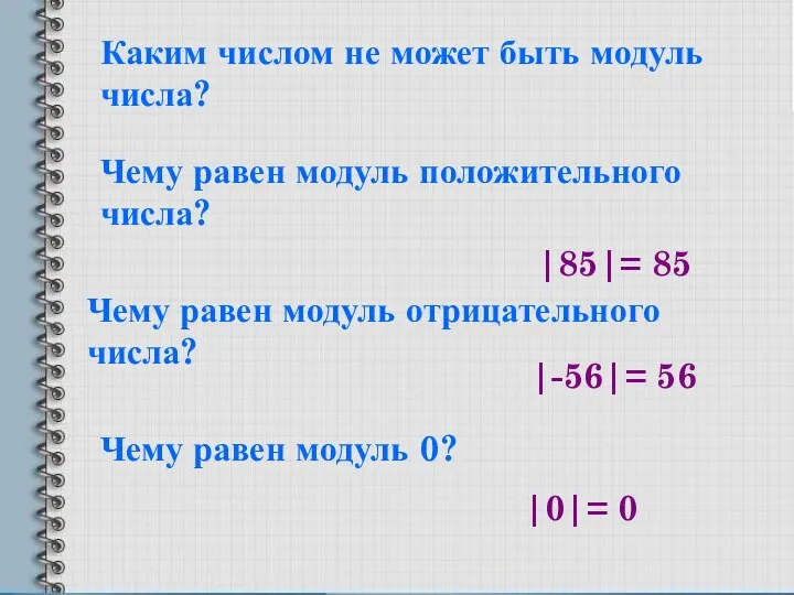 Каким числом не может быть модуль числа? Чему равен модуль