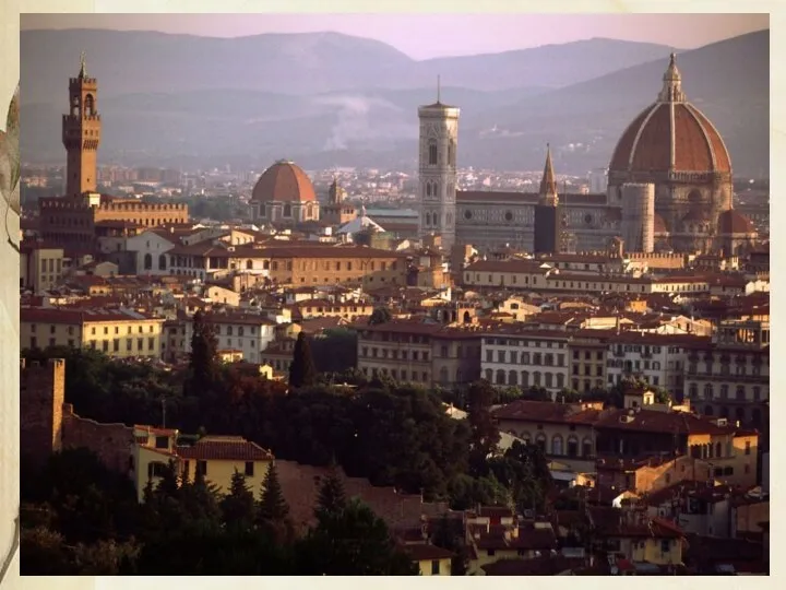 Возрождение зародилось во Флоренции. К концу 15 столетия распространи на весь Апеннинский полуостров.