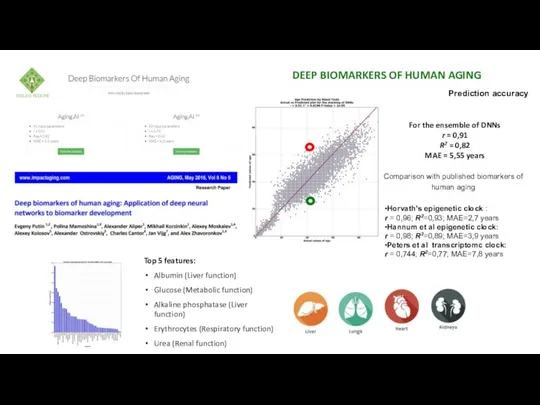 DEEP BIOMARKERS OF HUMAN AGING •Horvath's epigenetic clock : r