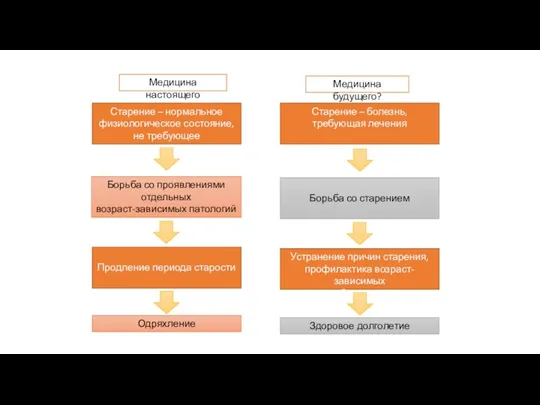 Старение – болезнь, требующая лечения Борьба со старением Устранение причин