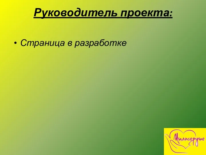 Руководитель проекта: Страница в разработке