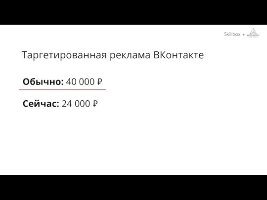 + Таргетированная реклама ВКонтакте Обычно: 40 000 ₽ Сейчас: 24 000 ₽