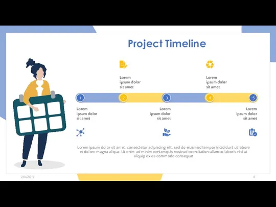 Project Timeline 2/4/2019 2 3 4 1 5 Lorem ipsum