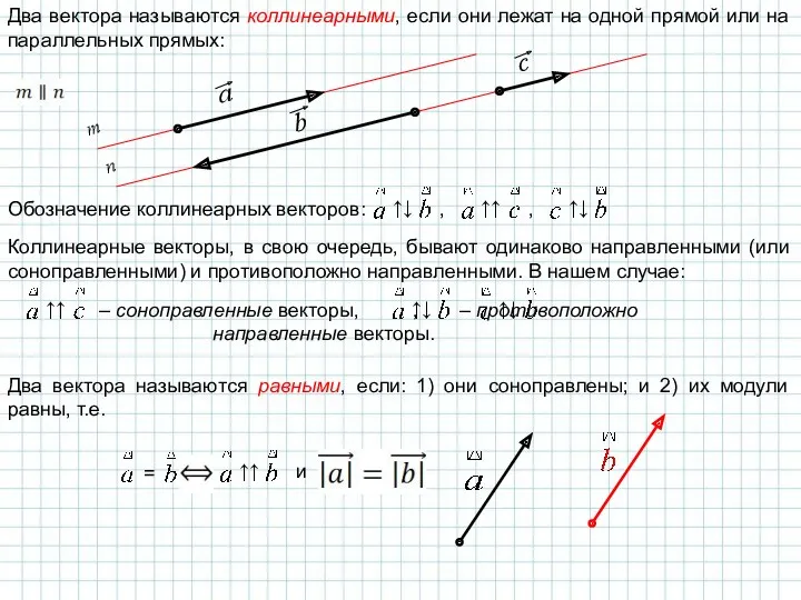 Два вектора называются коллинеарными, если они лежат на одной прямой