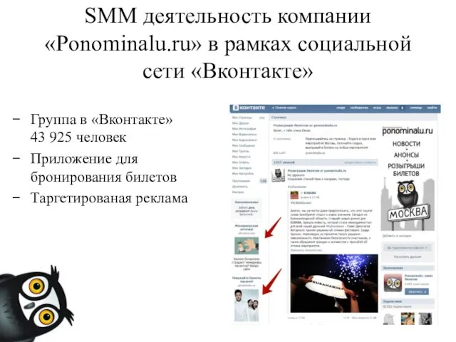 SMM деятельность компании «Ponominalu.ru» в рамках социальной сети «Вконтакте» Группа