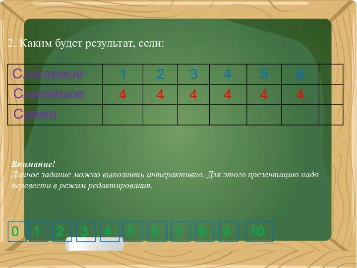 2. Каким будет результат, если: Внимание! Данное задание можно выполнить