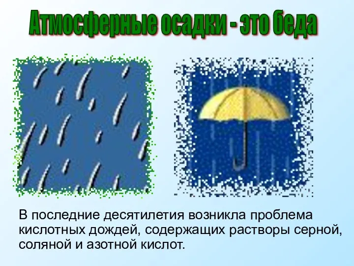 Атмосферные осадки - это беда В последние десятилетия возникла проблема