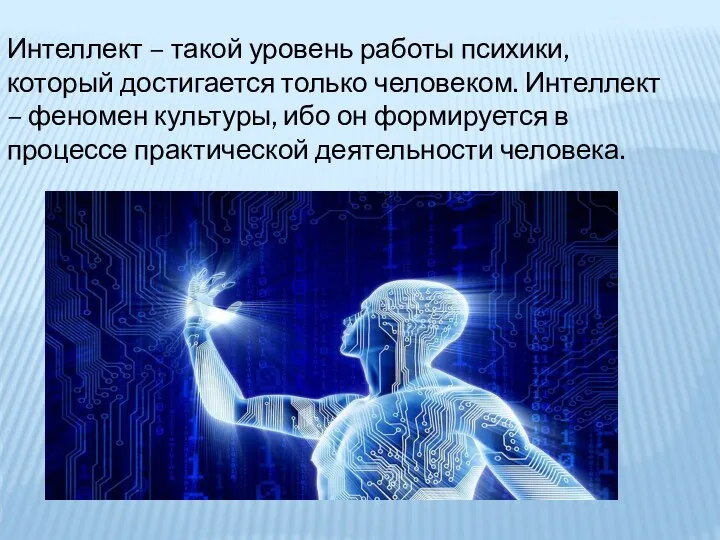 Интеллект – такой уровень работы психики, который достигается только человеком.