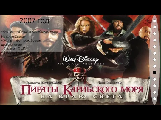 2007 год Фильм – «Пираты Карибского моря: На краю Света»