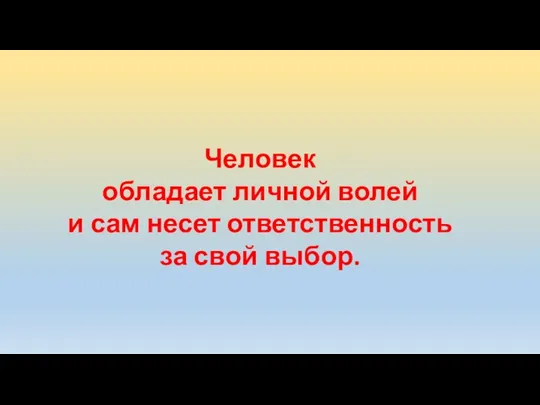 Человек обладает личной волей и сам несет ответственность за свой выбор.