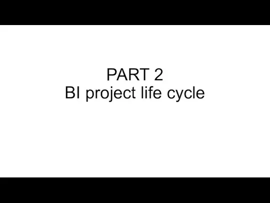 PART 2 BI project life cycle