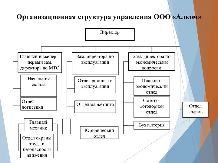 Организационная структура управления ООО «Алком»