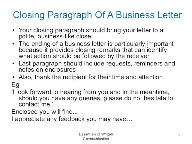 Closing Paragraph Of A Business Letter Your closing paragraph should bring your letter