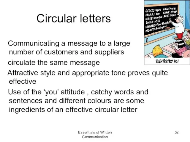 Circular letters Communicating a message to a large number of