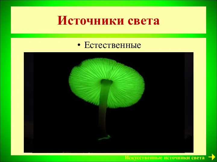 Источники света Естественные Искусственные источники света