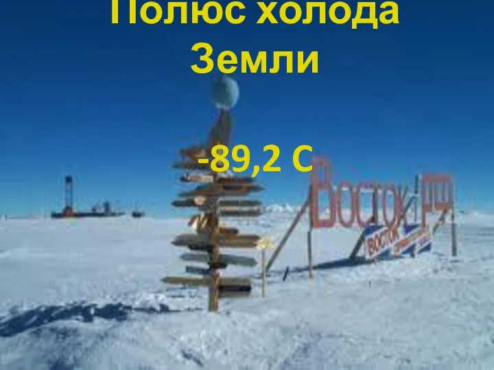 Полюс холода Земли -89,2 C
