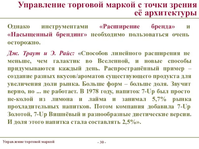 - - Управление торговой маркой с точки зрения её архитектуры