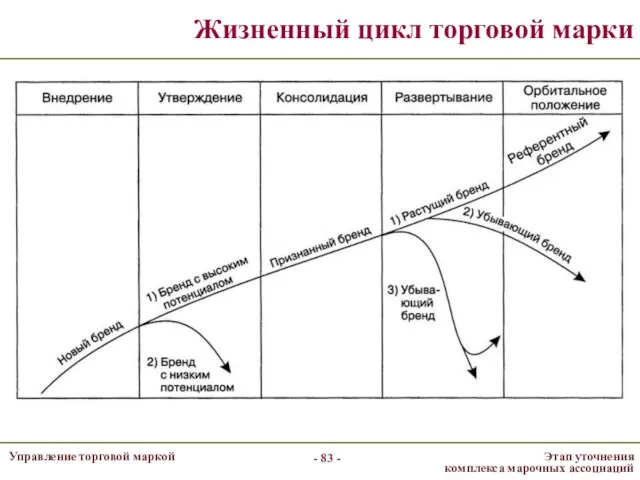 - - Жизненный цикл торговой марки Этап уточнения комплекса марочных ассоциаций