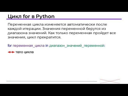 Цикл for в Python Переменная цикла изменяется автоматически после каждой