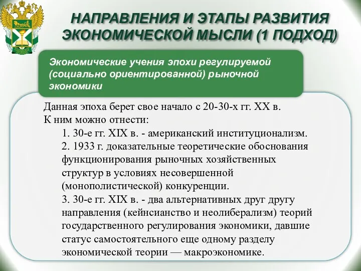 НАПРАВЛЕНИЯ И ЭТАПЫ РАЗВИТИЯ ЭКОНОМИЧЕСКОЙ МЫСЛИ (1 ПОДХОД)