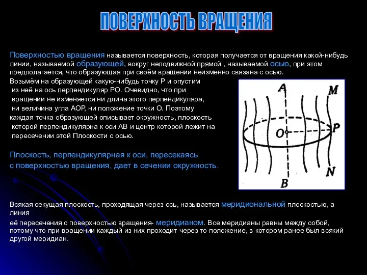 ПОВЕРХНОСТЬ ВРАЩЕНИЯ Поверхностью вращения называется поверхность, которая получается от вращения