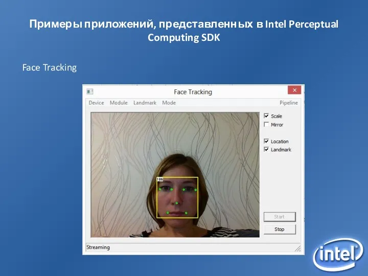 Примеры приложений, представленных в Intel Perceptual Computing SDK Face Tracking