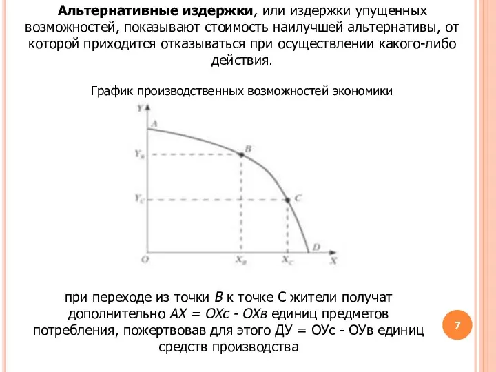 Альтернативные издержки, или издержки упущенных возможностей, показывают стоимость наилучшей альтернативы,