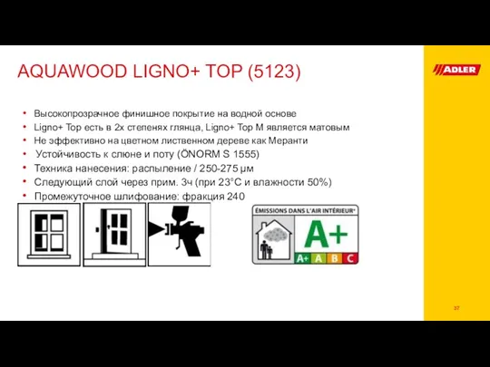 AQUAWOOD LIGNO+ TOP (5123) Высокопрозрачное финишное покрытие на водной основе Ligno+ Top есть