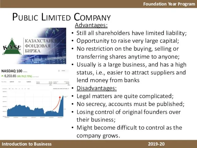 Public Limited Company Foundation Year Program Introduction to Business 2018-19