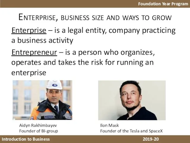 Enterprise, business size and ways to grow Enterprise – is