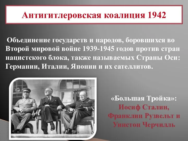 Антигитлеровская коалиция 1942 Объединение государств и народов, боровшихся во Второй