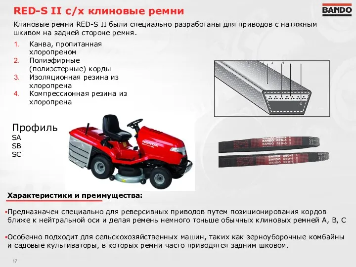 RED-S II с/х клиновые ремни Клиновые ремни RED-S II были