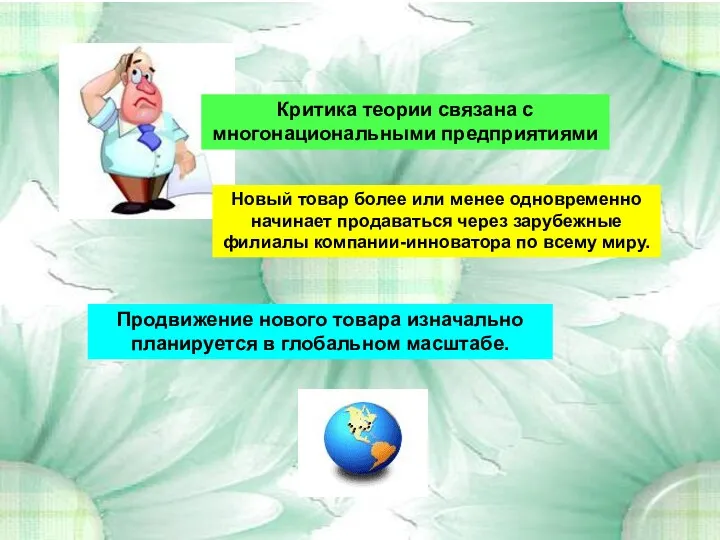 Продвижение нового товара изначально планируется в глобальном масштабе. Критика теории