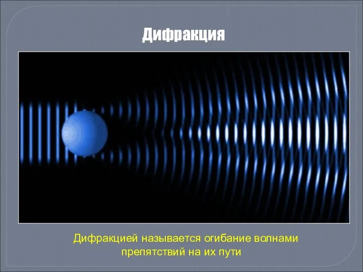Дифракция Дифракцией называется огибание волнами препятствий на их пути