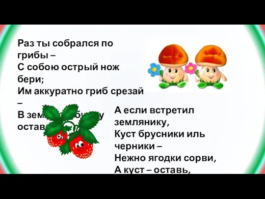 Раз ты собрался по грибы – С собою острый нож