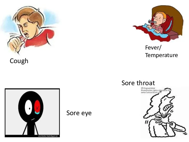 Cough Fever/ Temperature Sore eye Sore throat