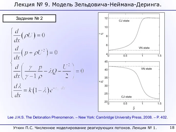 Лекция № 9. Модель Зельдовича-Неймана-Деринга. Lee J.H.S. The Detonation Phenomenon.