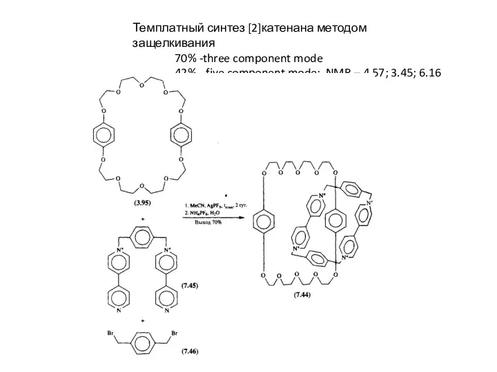 Темплатный синтез [2]катенана методом защелкивания 70% -three component mode 42% - five component