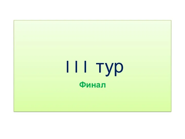 I I I тур Финал