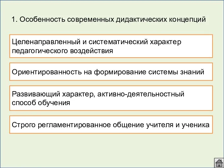 1. Особенность современных дидактических концепций Развивающий характер, активно-деятельностный способ обучения