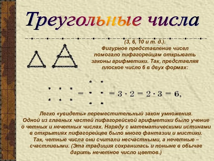 (3, 6, 10 и т. д.). Фигурное представление чисел помогало