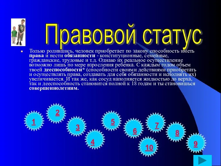 Только родившись, человек приобретает по закону способность иметь права и