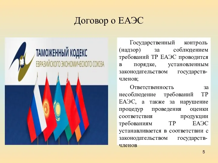 Договор о ЕАЭС Государственный контроль (надзор) за соблюдением требований ТР ЕАЭС проводится в