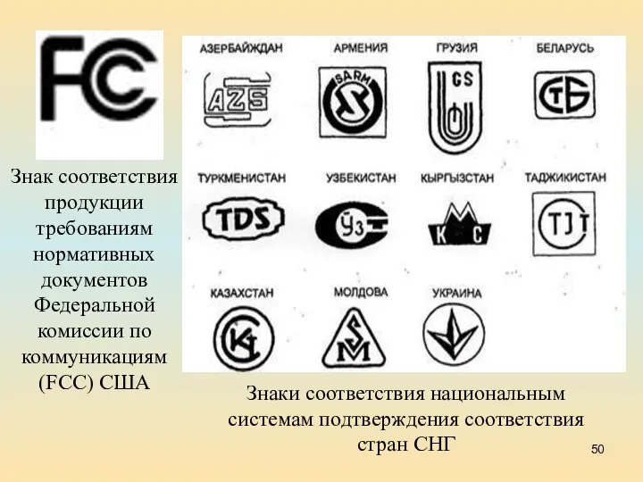 Знак соответствия продукции требованиям нормативных документов Федеральной комиссии по коммуникациям (FCC) США Знаки