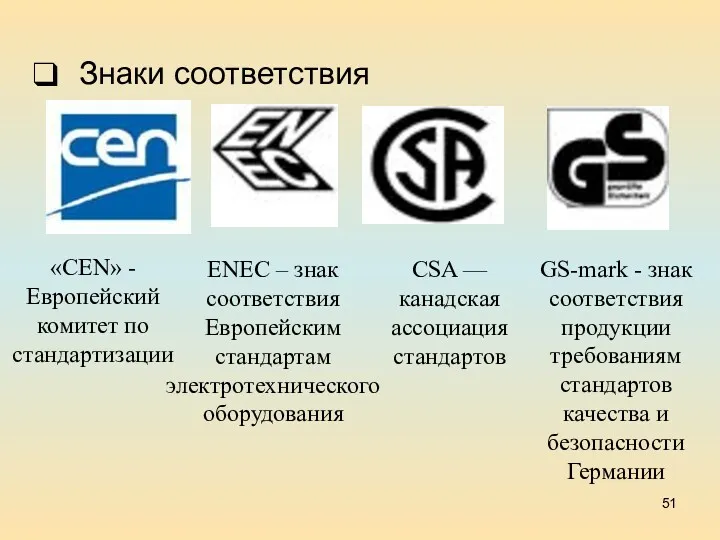 Знаки соответствия «CEN» - Европейский комитет по стандартизации ENEC – знак соответствия Европейским