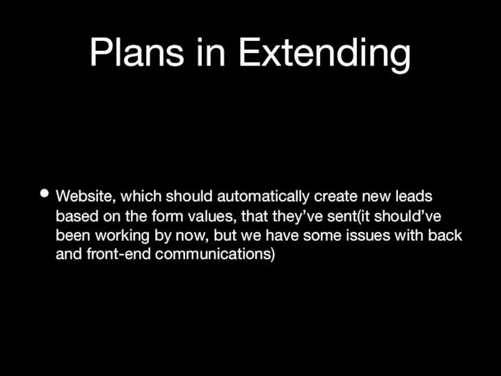 Plans in Extending Website, which should automatically create new leads